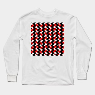 Waves black and red pattern Long Sleeve T-Shirt